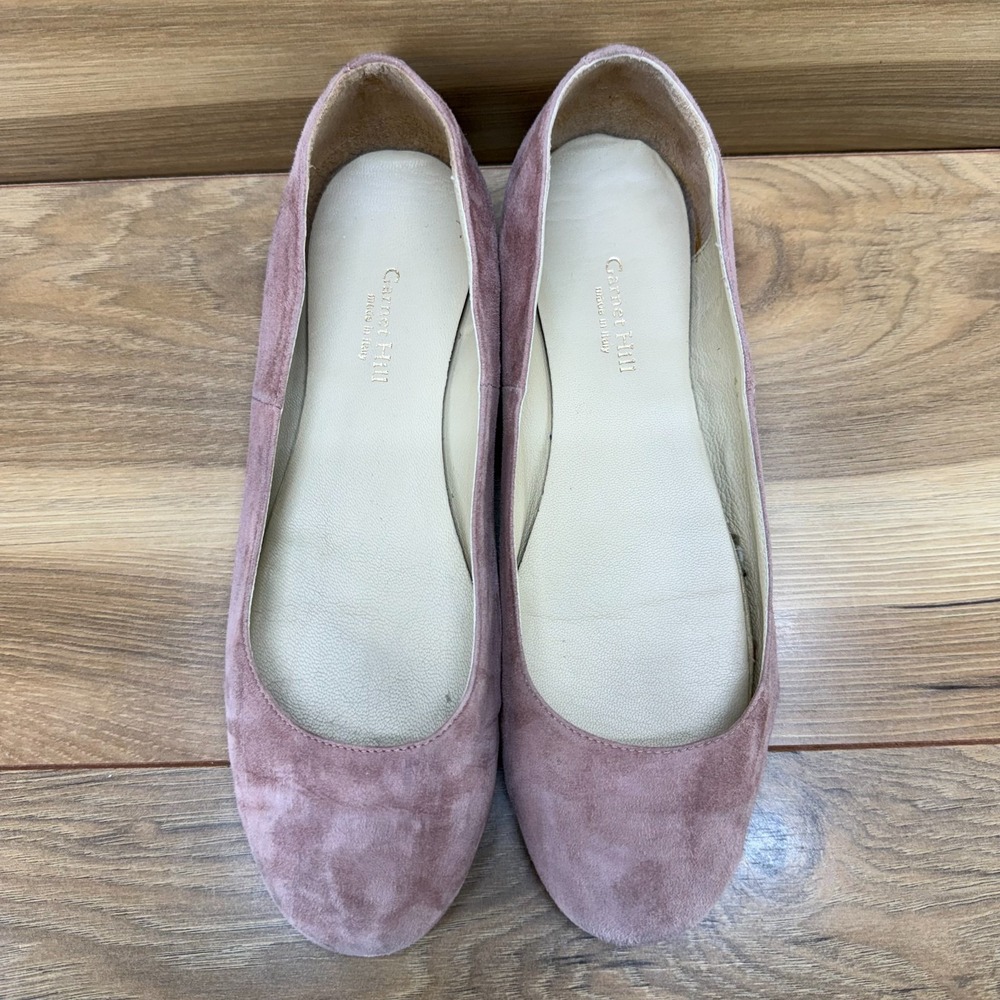 Garnet Hill Mauve Pink Suede Ballet Flats 8 Italian Slip On Modern Minimalist